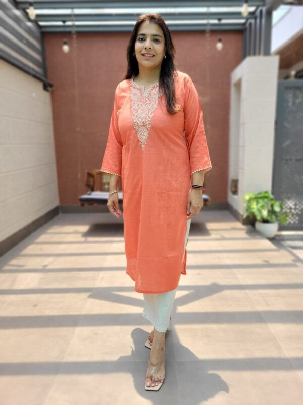 Embroidered Cotton Dobby Kurta