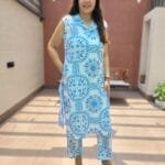 Cotton Slub 2PC Set with Handworked Collar