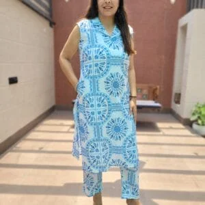 Cotton Slub 2PC Set with Handworked Collar