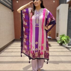 Elegant Festive Kaftan in Soft Muslin