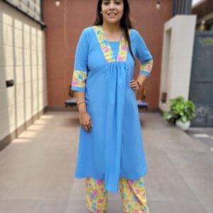 Cotton 2PC Set with A-Line Kurta