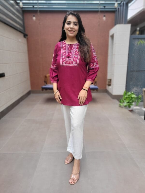 Cross Stitch Embroidered Rayon Tunic