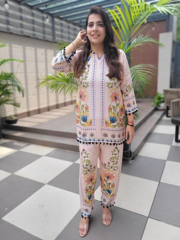 Natural Crepe Co-ord Set with Handwork