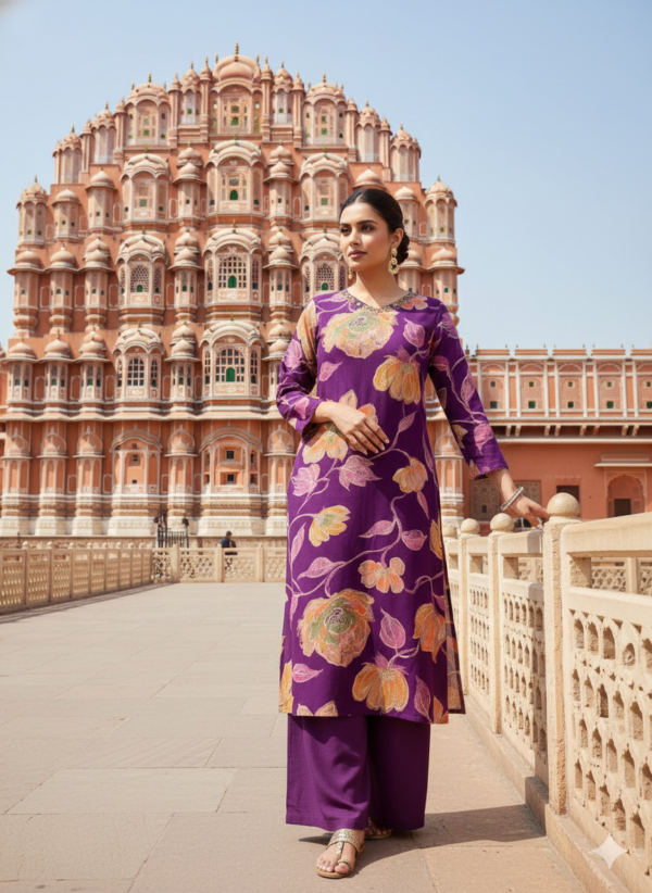 German Rayon 2PC Set with Handwork and Pockets