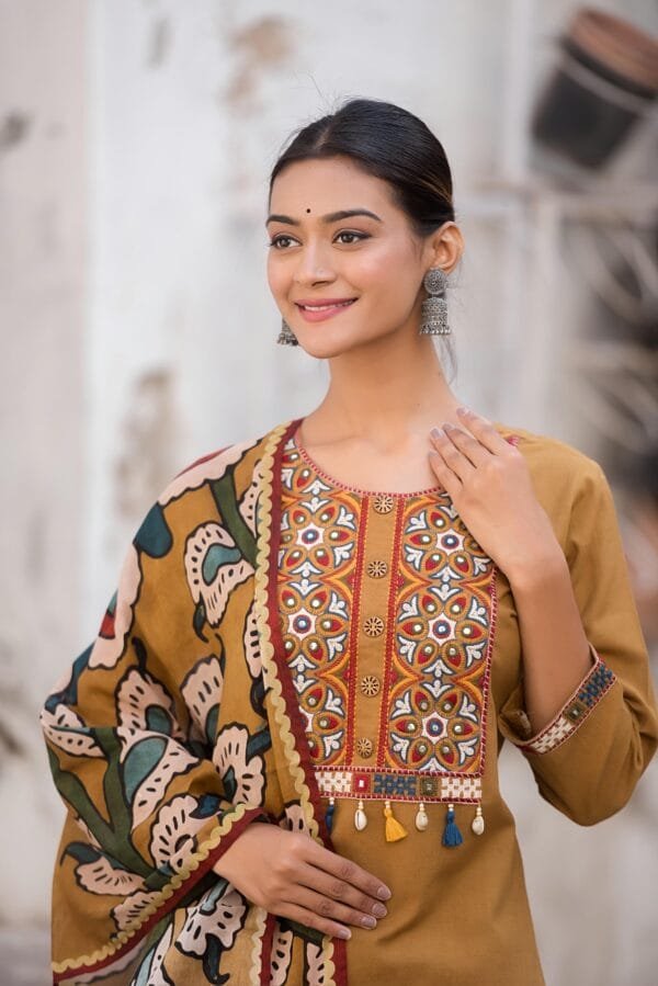 Cotton Flex 3PC Set with Kalamkari Dupatta