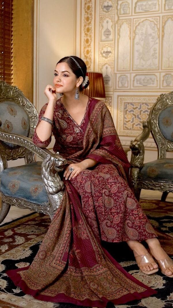 Cotton Angrakha Anarkali 3PC Set