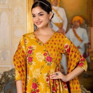 Angrakha Anarkali Set in Pure Cotton