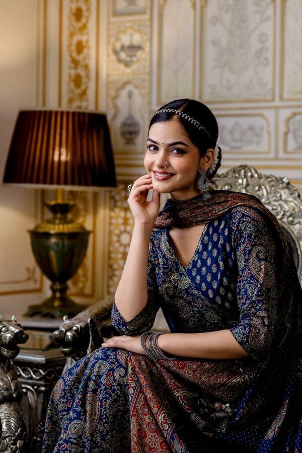 Cotton Angrakha Anarkali 3PC Set