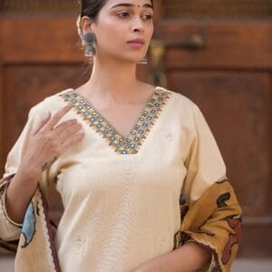 Ethnic Suit with Kalamkari Dupatta