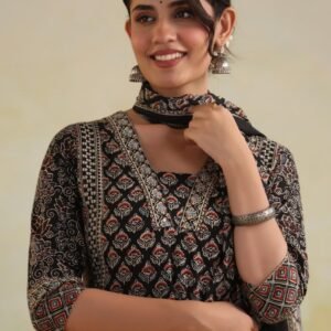 Cotton Suit with Ajrakh Print