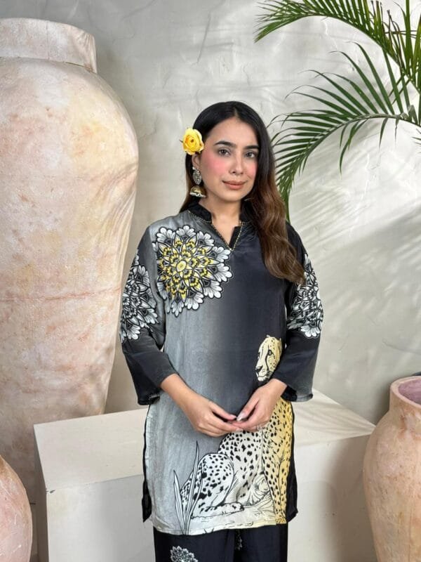 Natural Crepe Co-ord Set with Handwork for Women