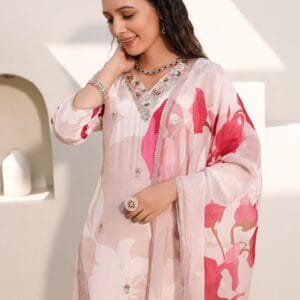 Natural Crepe with Handwork & Digital Dupatta