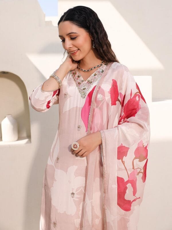 Natural Crepe with Handwork & Digital Dupatta