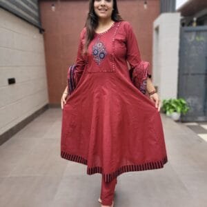 otton Dobby Anarkali 3PC Set