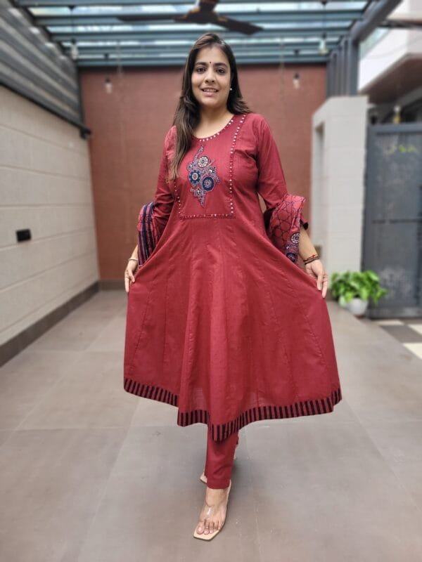 otton Dobby Anarkali 3PC Set