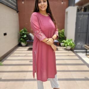 Roman Silk Kurta with Embroidery