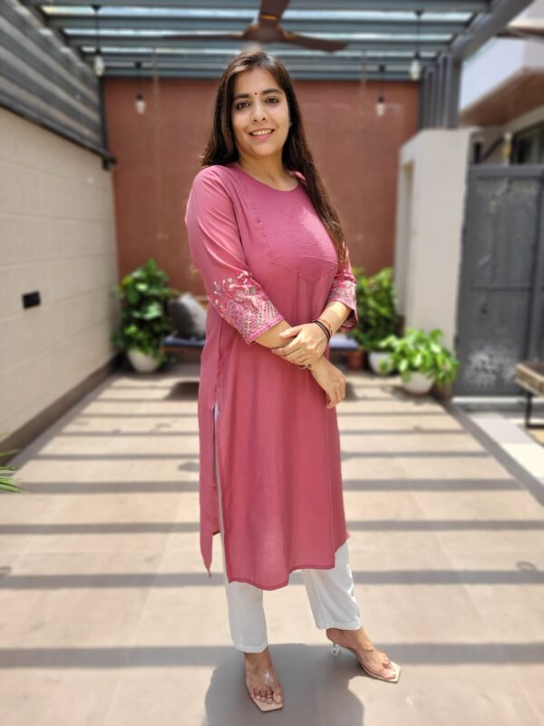 Roman Silk Kurta with Embroidery