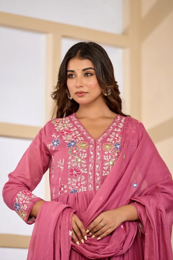 Premium Mul Cotton 3PC Gown Set with Embroidered Dupatta