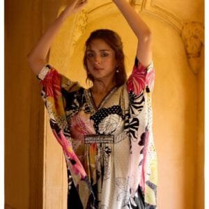Natural Crepe Poncho Kaftan 2PC