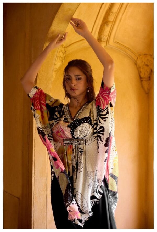 Natural Crepe Poncho Kaftan 2PC