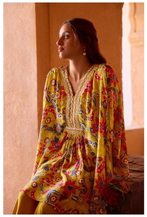 Natural Crepe Poncho Kaftan 2PC