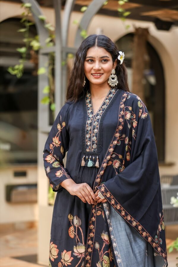 Designer Muslin A-Line Suit Set