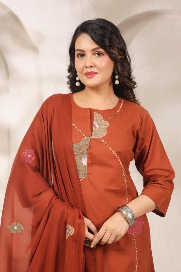 Cotton Embroidered A-Line Kurta Set