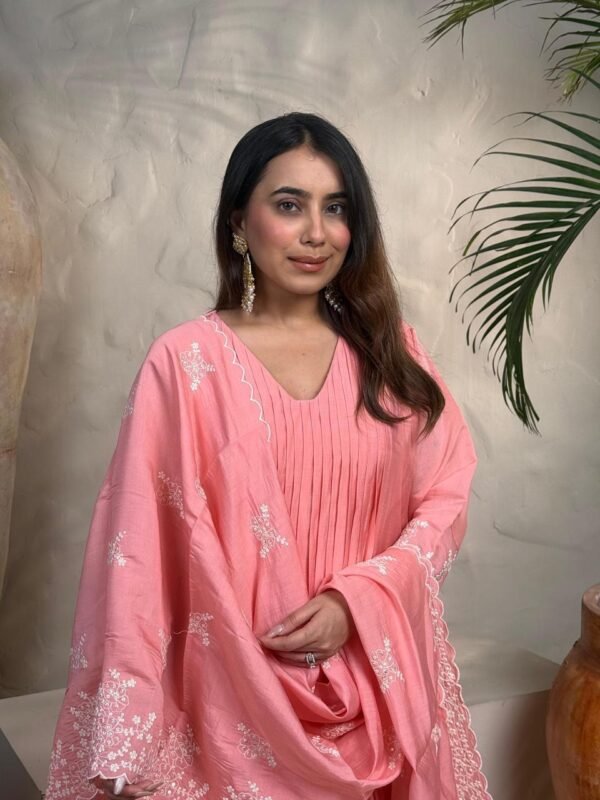 Mul Chanderi Embroidered 3PC Set