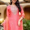 Chinon Suit with Bandhej Dupatta