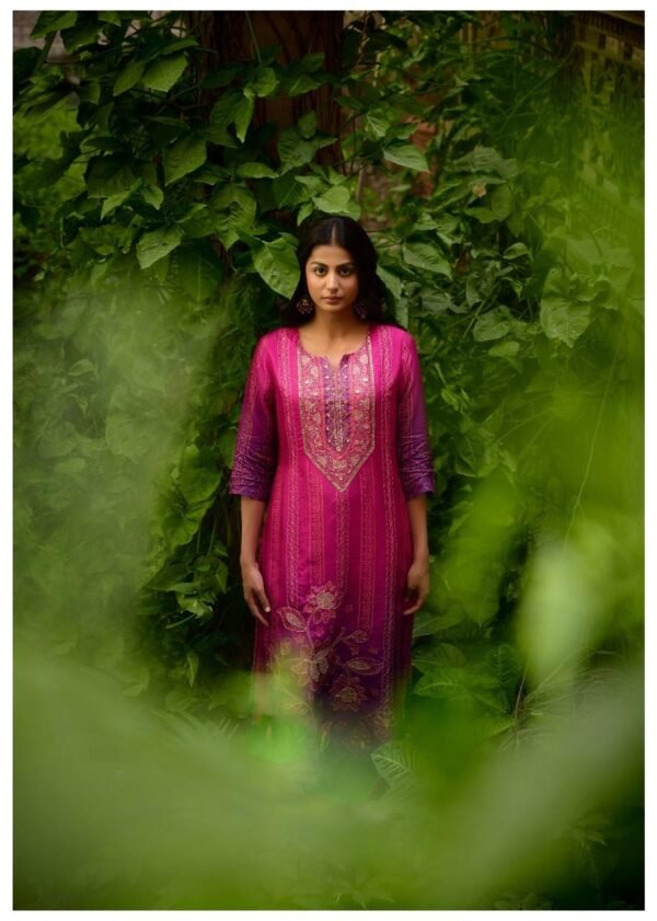Partywear Russian Silk Kurta Set with Chinon Dupatta