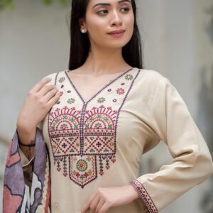 Embroidered Cotton Kurta Set