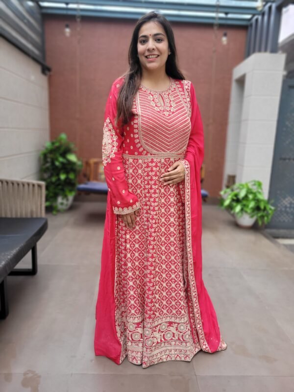Pure Chinon Anarkali Gown Set