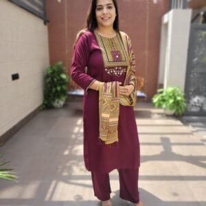 Gajji Silk Ajrakh Patch Suit Set