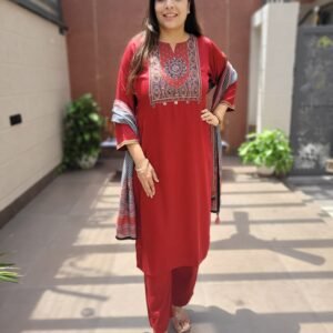 Gajji Silk Ajrakh Patch Suit Set