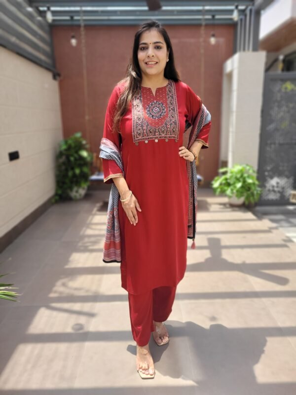 Gajji Silk Ajrakh Patch Suit Set