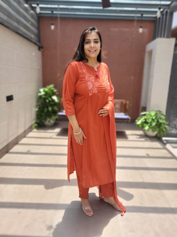 Elegant Pure Cotton 3PC Set with All-Over Embroidery & Threadwork