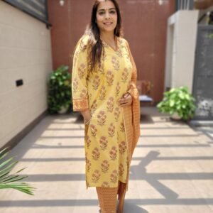 Cotton Suit Set with Crochet Lace Detailing
