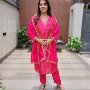 V-Neck Russian Silk 3PC Suit Set