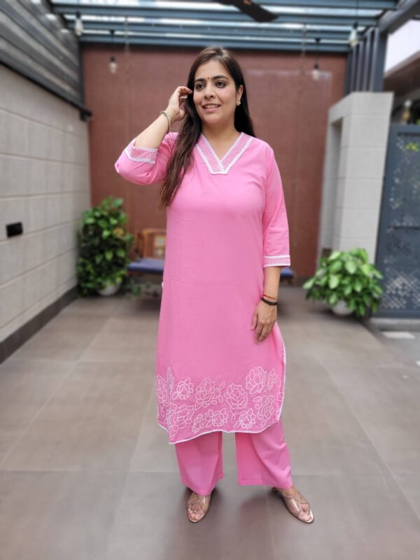Pure Cotton V-Neck Palazzo Set