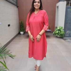 Kurta with Embroidered Yoke