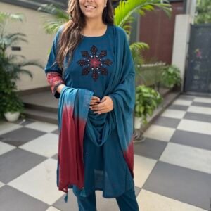 Cotton Suit Set with Applique