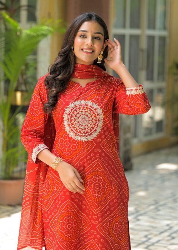 Bandhej Cotton Suit Set