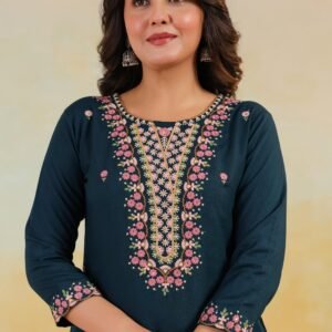 Floral Embroidered Rayon Kurta
