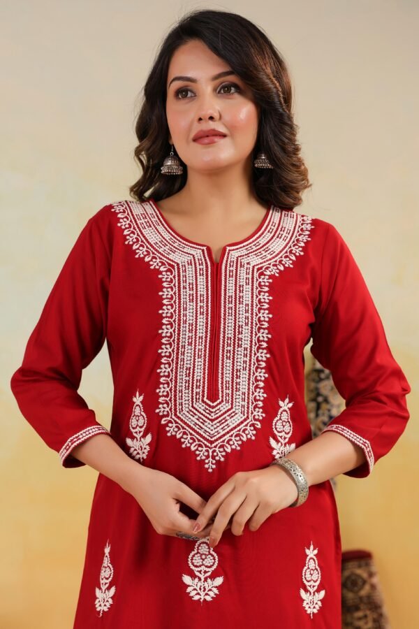 Premium Rayon Kurta With Chikankari Embroidered