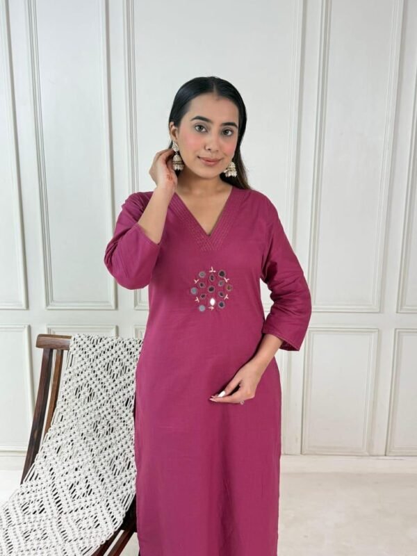 Cotton 2PC Set with Mirror Work