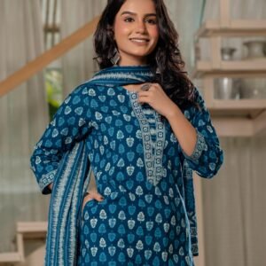 Cotton 3PC Suit Set with Zari Badla Work
