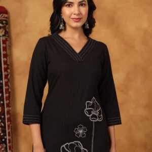Cotton Flex 2PC Set with Heavy Embroidered Panel & Threadwork
