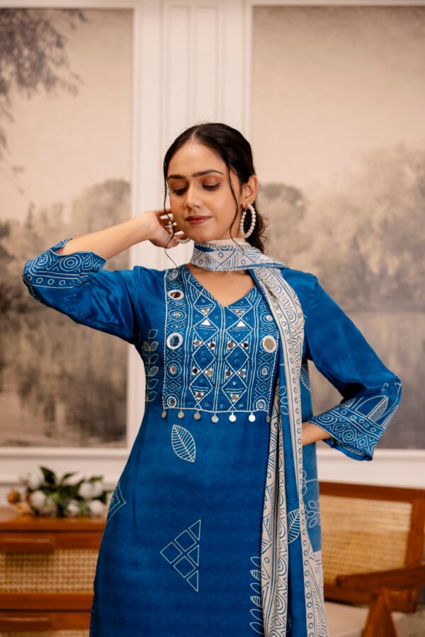 3PC Suit Set with Beads & Mirror Work