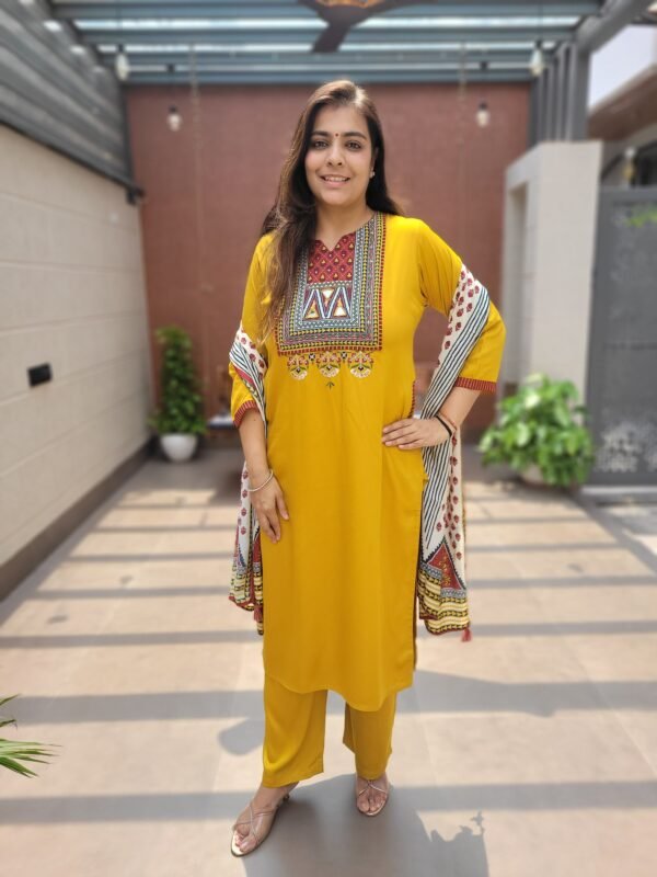 Gajji Silk Ajrakh Patch Suit Set