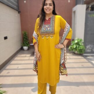 Gajji Silk Ajrakh Patch Suit Set